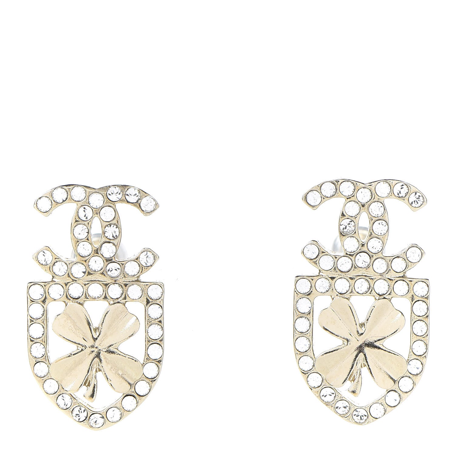 Chanel Crystal CC Sergeant Chanel Earrings Gold 1 of 5