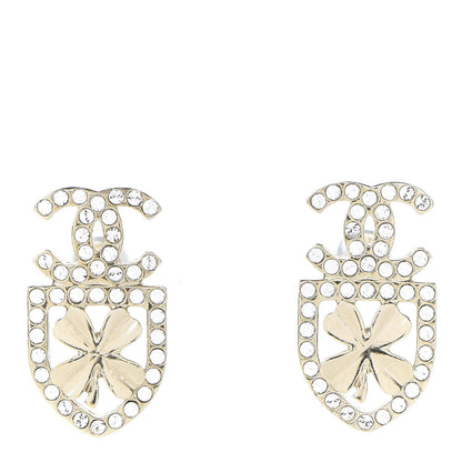 Chanel Crystal CC Sergeant Chanel Earrings Gold 1 of 5