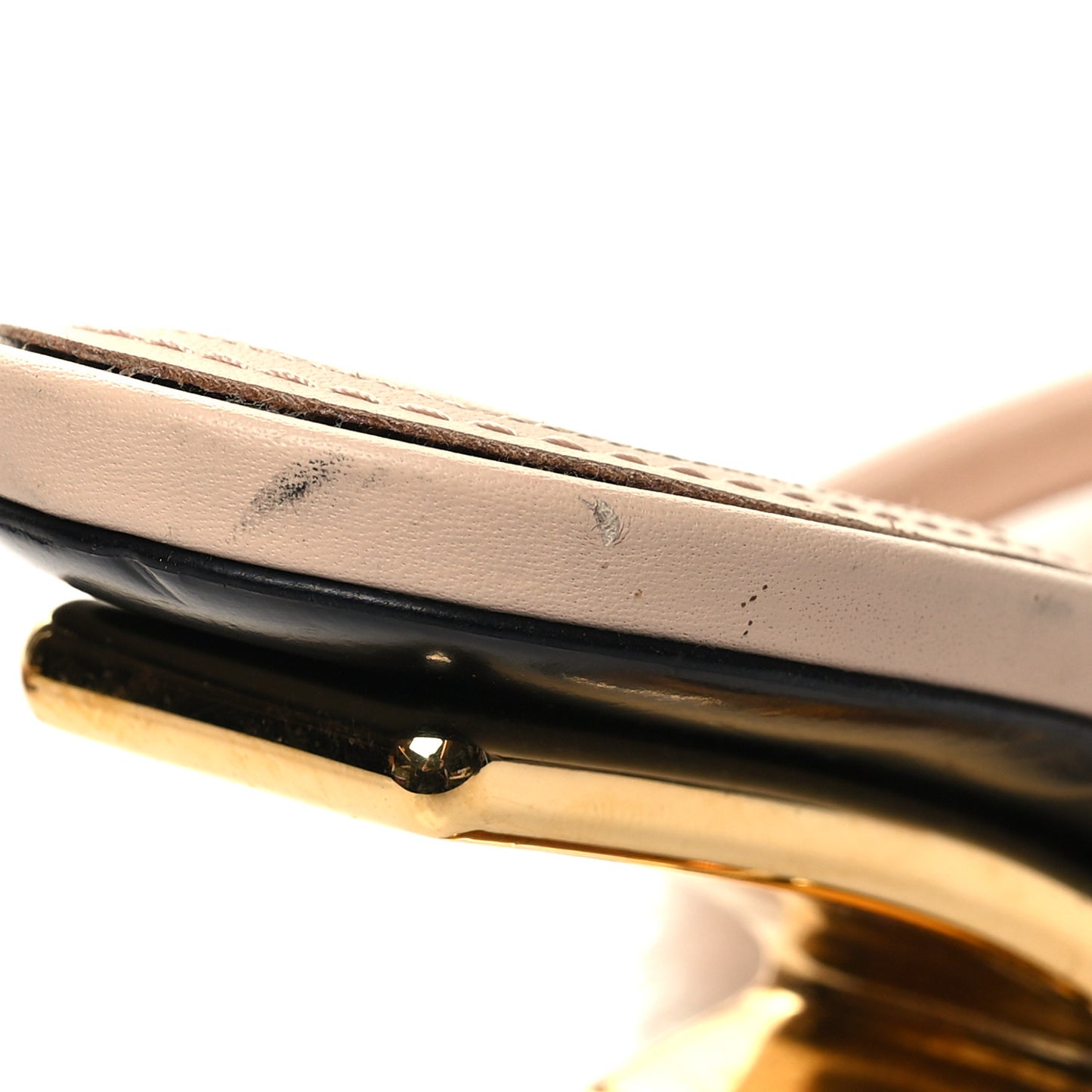 Mink Vitello Fendi First 95mm Slide Sandals 37 Pink