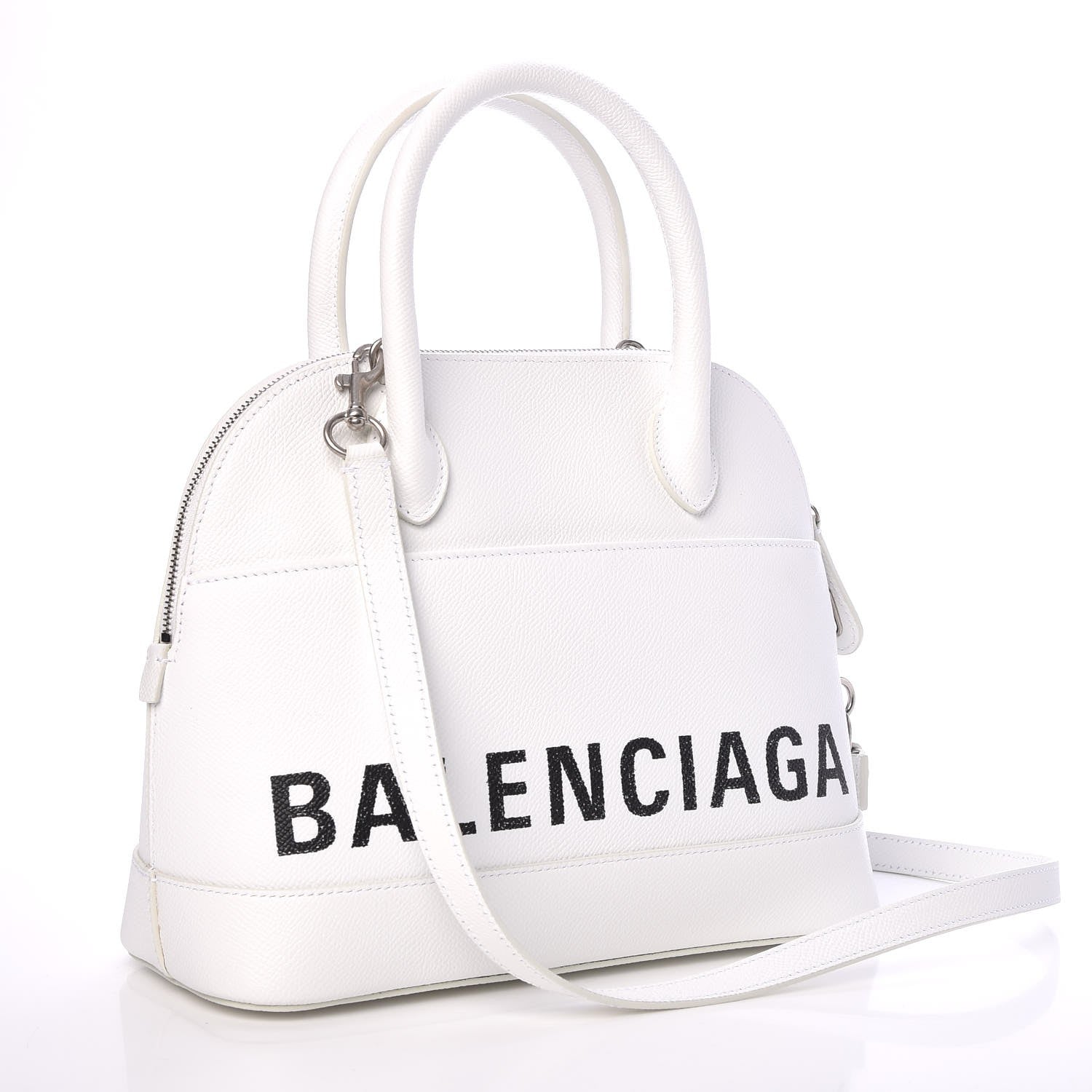 Balenciaga Signature Grained Calfskin Logo S Ville Top Handle Bag White 4 of 9