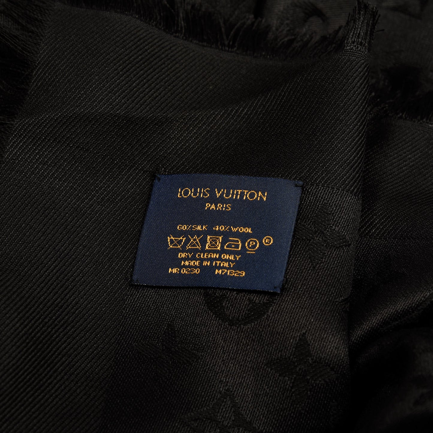 Silk Wool Monogram Shawl Black