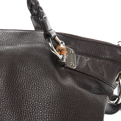 Gucci Pebbled Calfskin Large Bamboo Bar Tassel Shoulder Bag Dark Brown 10 of 10