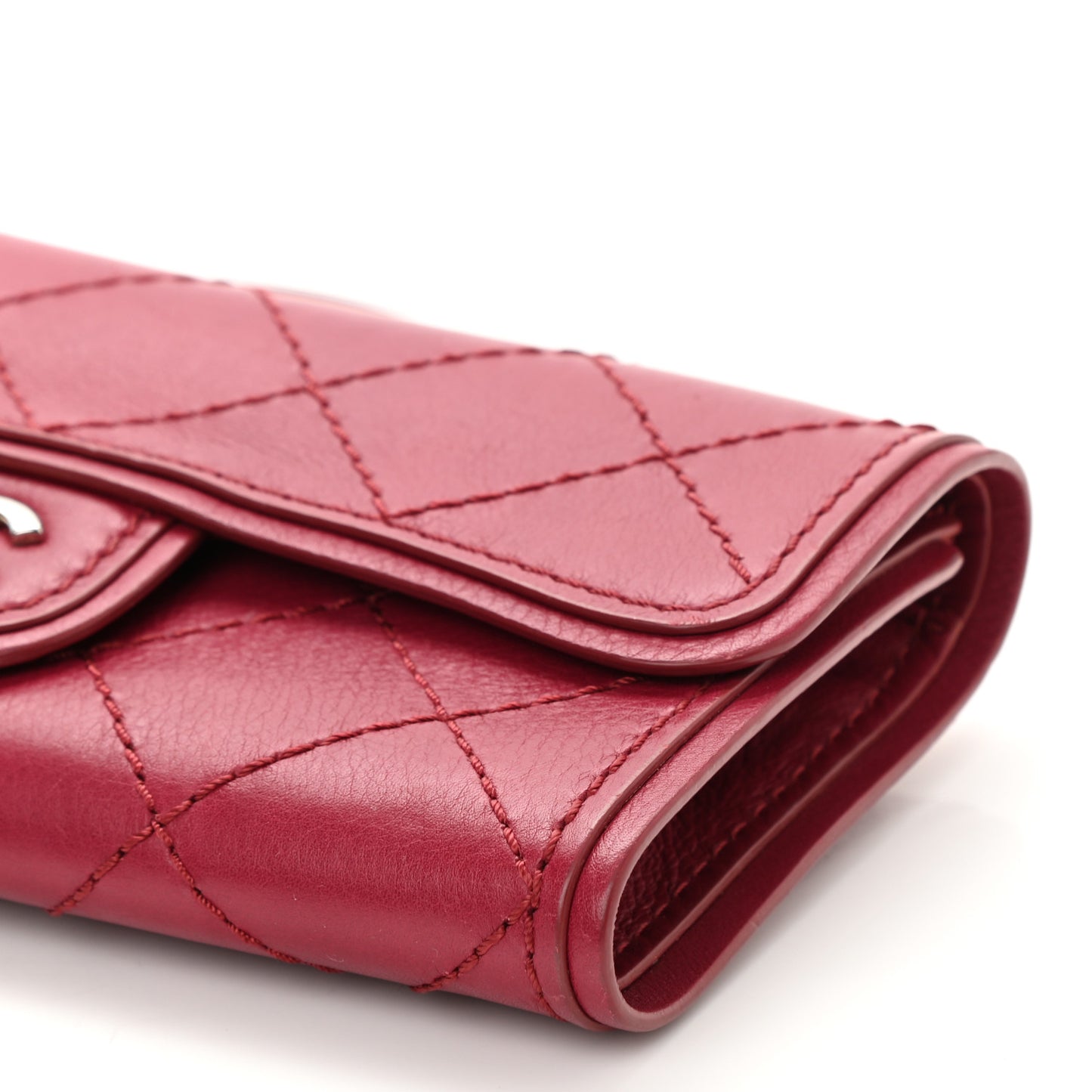Calfskin Stitched Clutch Flap Red