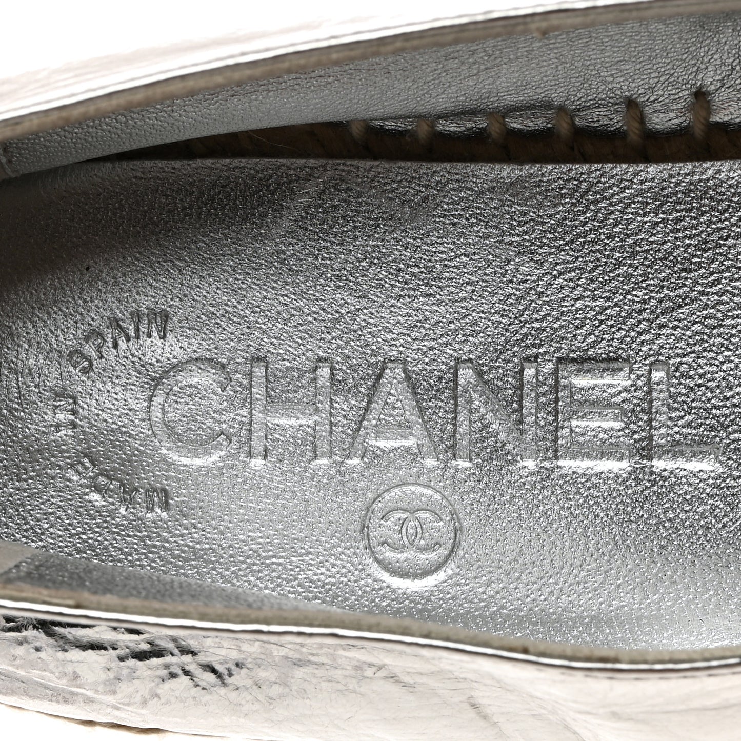 Laminated Goatskin CC Espadrilles 37 Silver