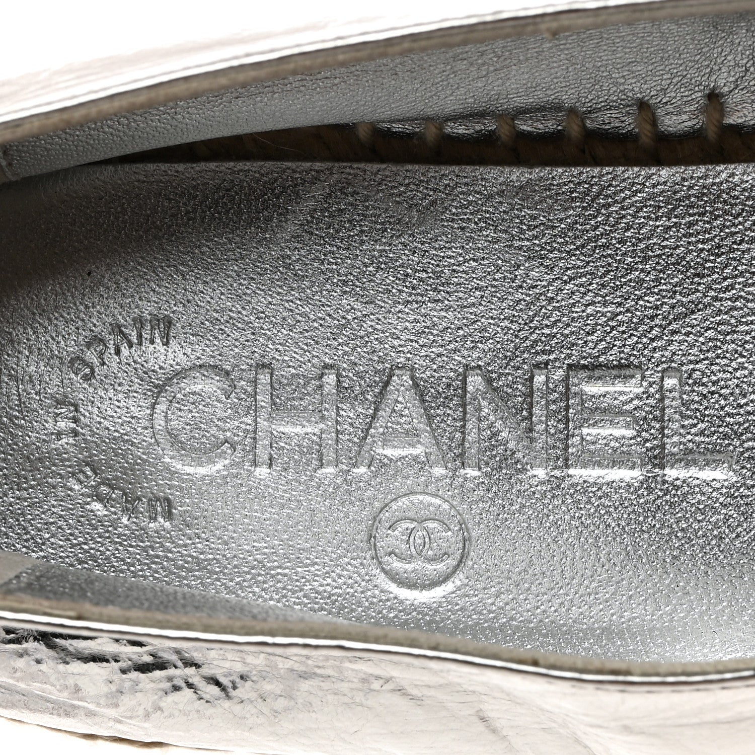 Chanel Laminated Goatskin CC Espadrilles 37 Silver 6 of 8