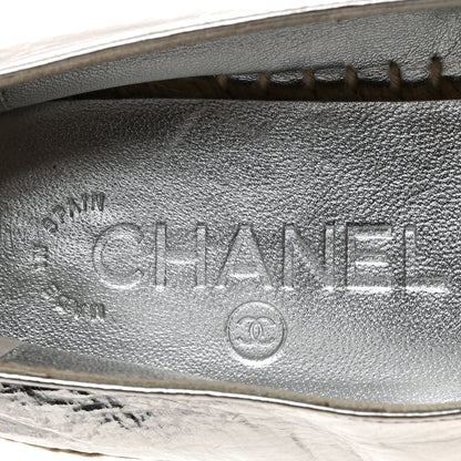 Chanel Laminated Goatskin CC Espadrilles 37 Silver 6 of 8