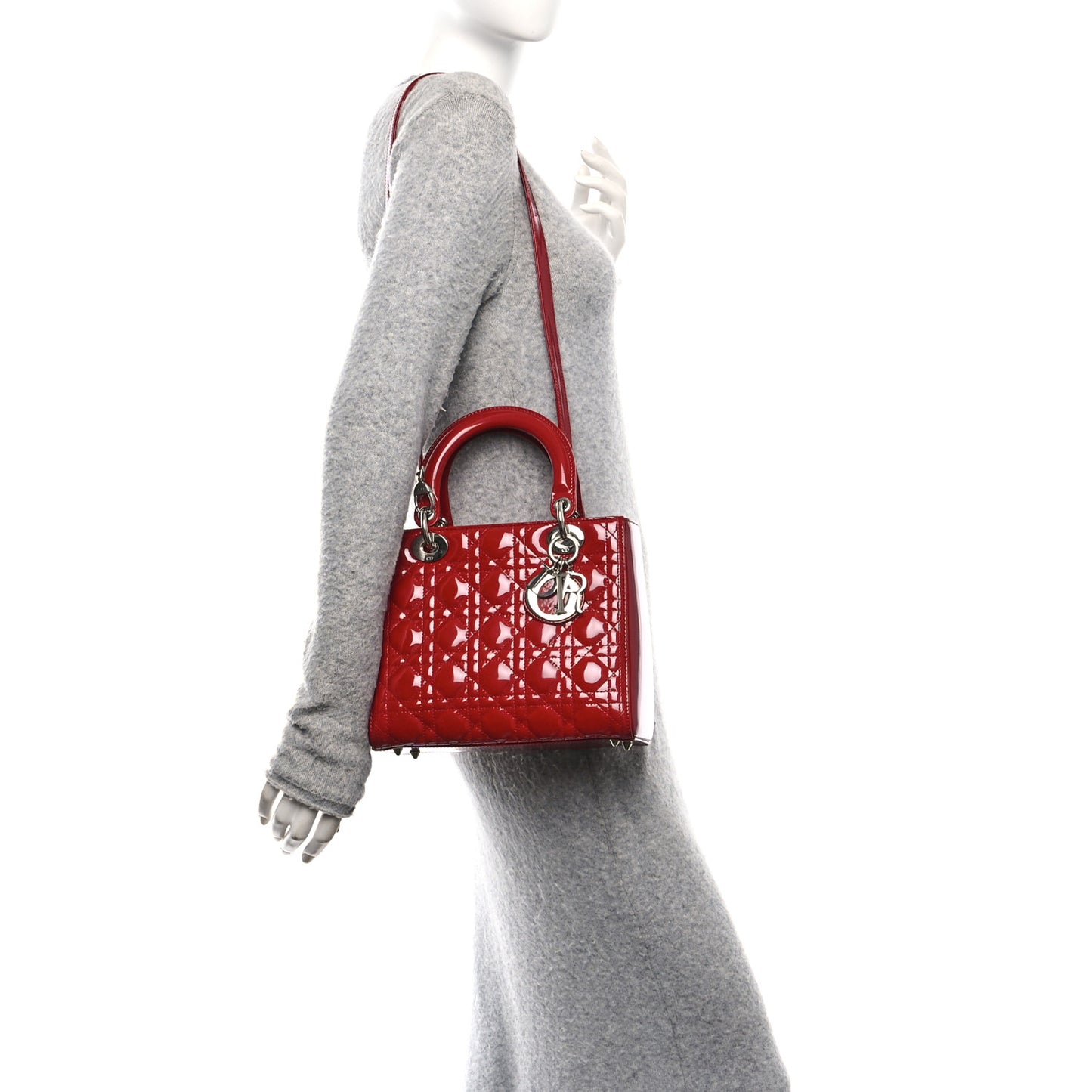Patent Cannage Medium Lady Dior Red