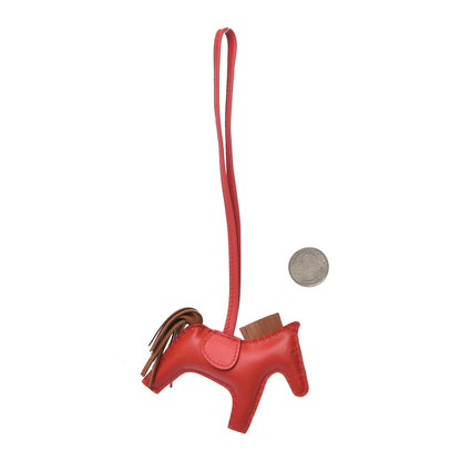 Hermes Milo Lambskin Grigri Rodeo Horse Bag Charm PM Rouge Indien Gold Bougainvillea 2 of 5