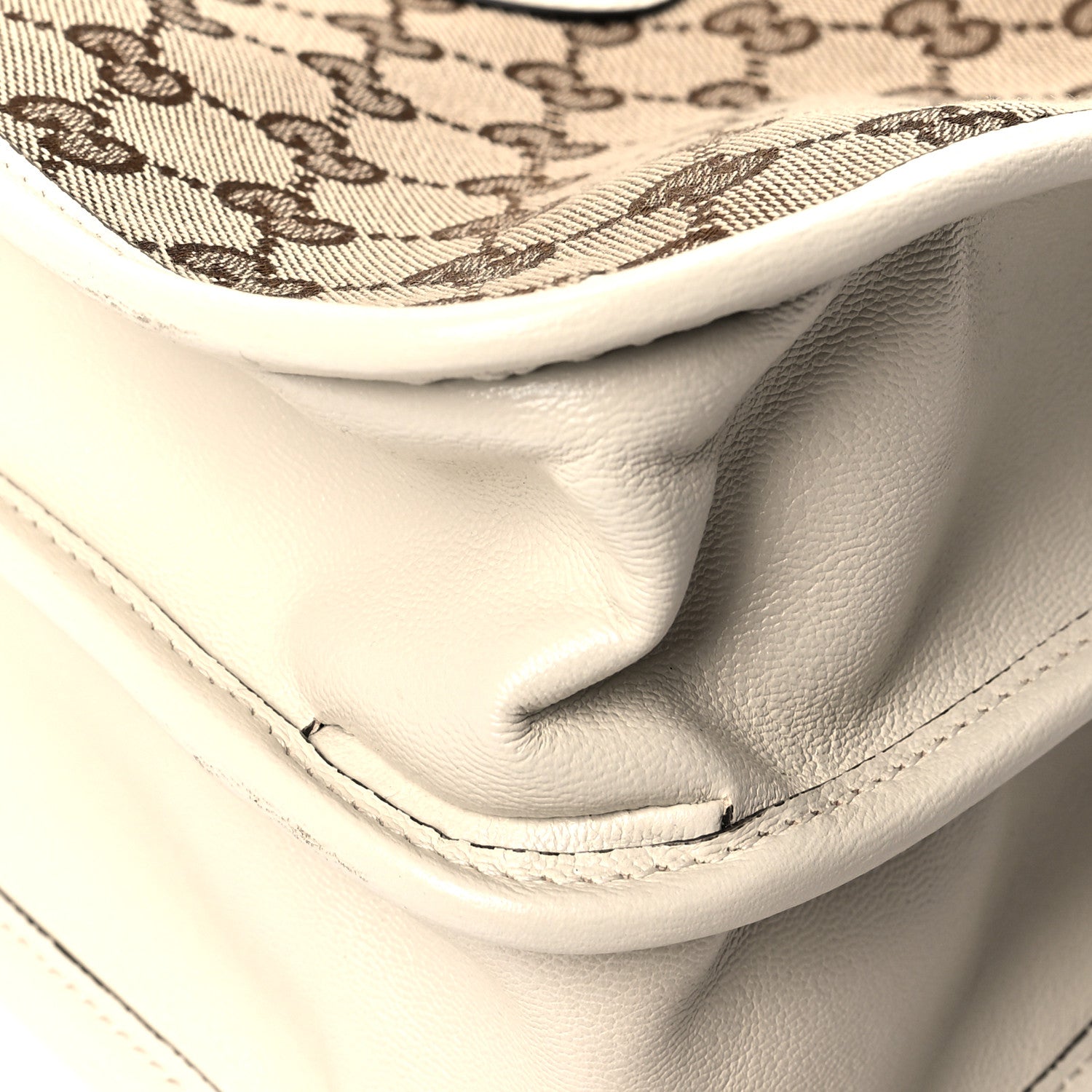 Gucci Monogram Calfskin Medium Horsebit 1955 Tote Bag Beige Mystic White 10 of 12