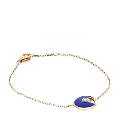 Cartier 18K Yellow Gold Diamond Lapis Lazuli Amulette de Cartier Bracelet 1 of 5