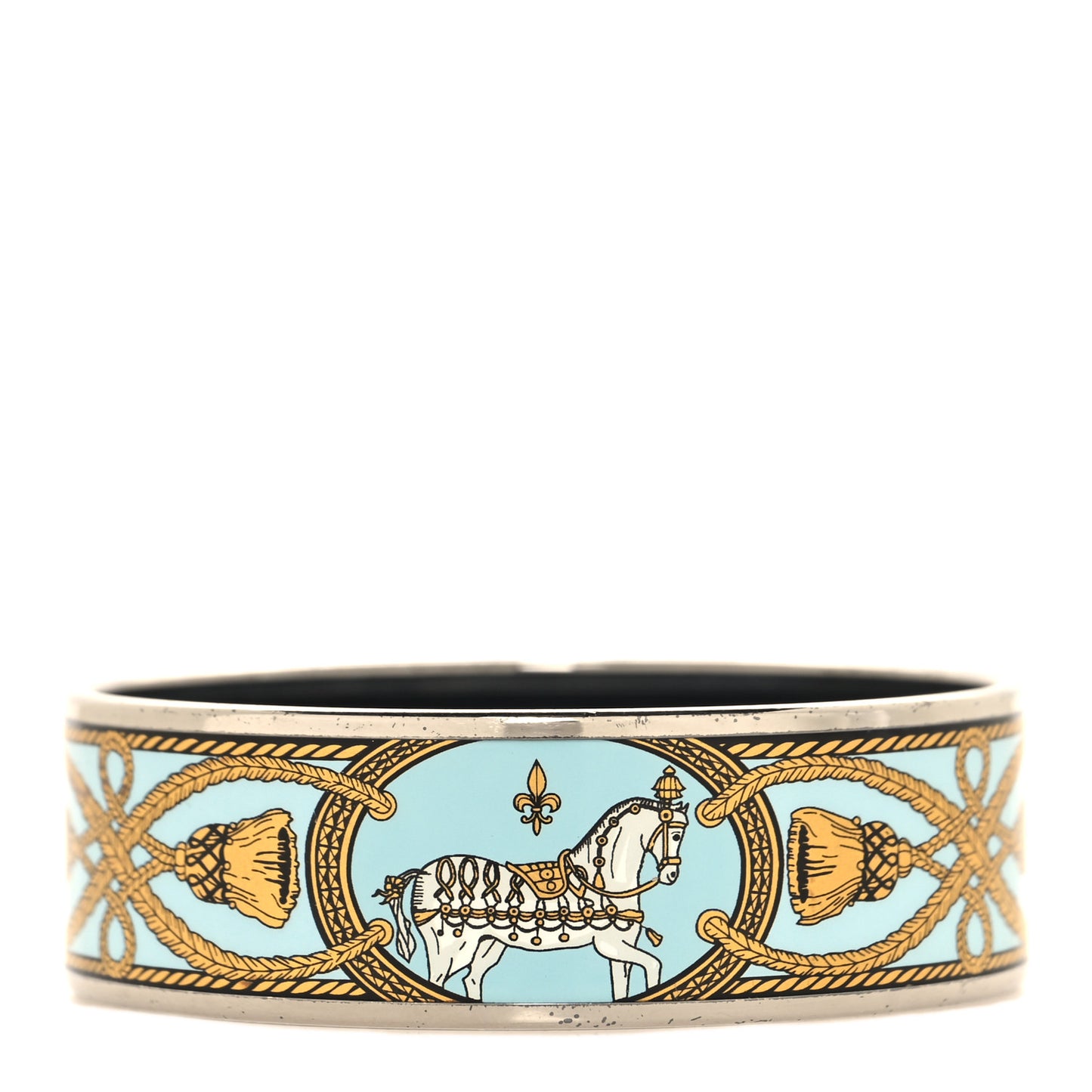 Enamel Printed Wide Grand Apparat Bracelet 65 Blue