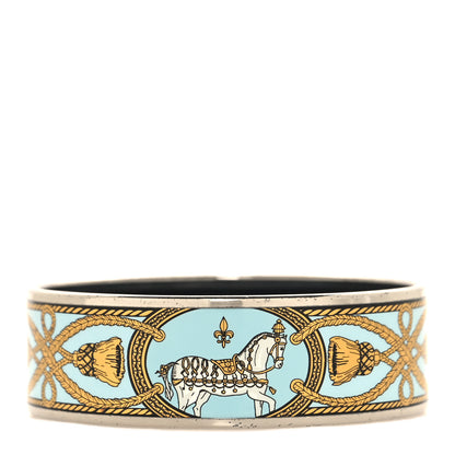 Hermes Enamel Printed Wide Grand Apparat Bracelet 65 Blue 1 of 5