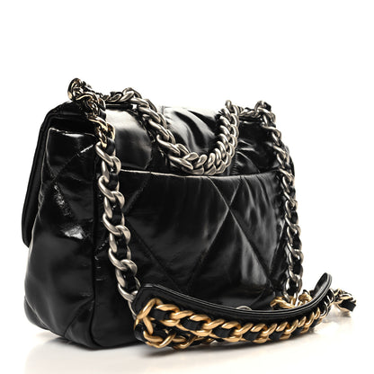 Chanel Shiny Crumpled Calfskin Quilted Medium Chanel 19 Flap Black 3 of 11