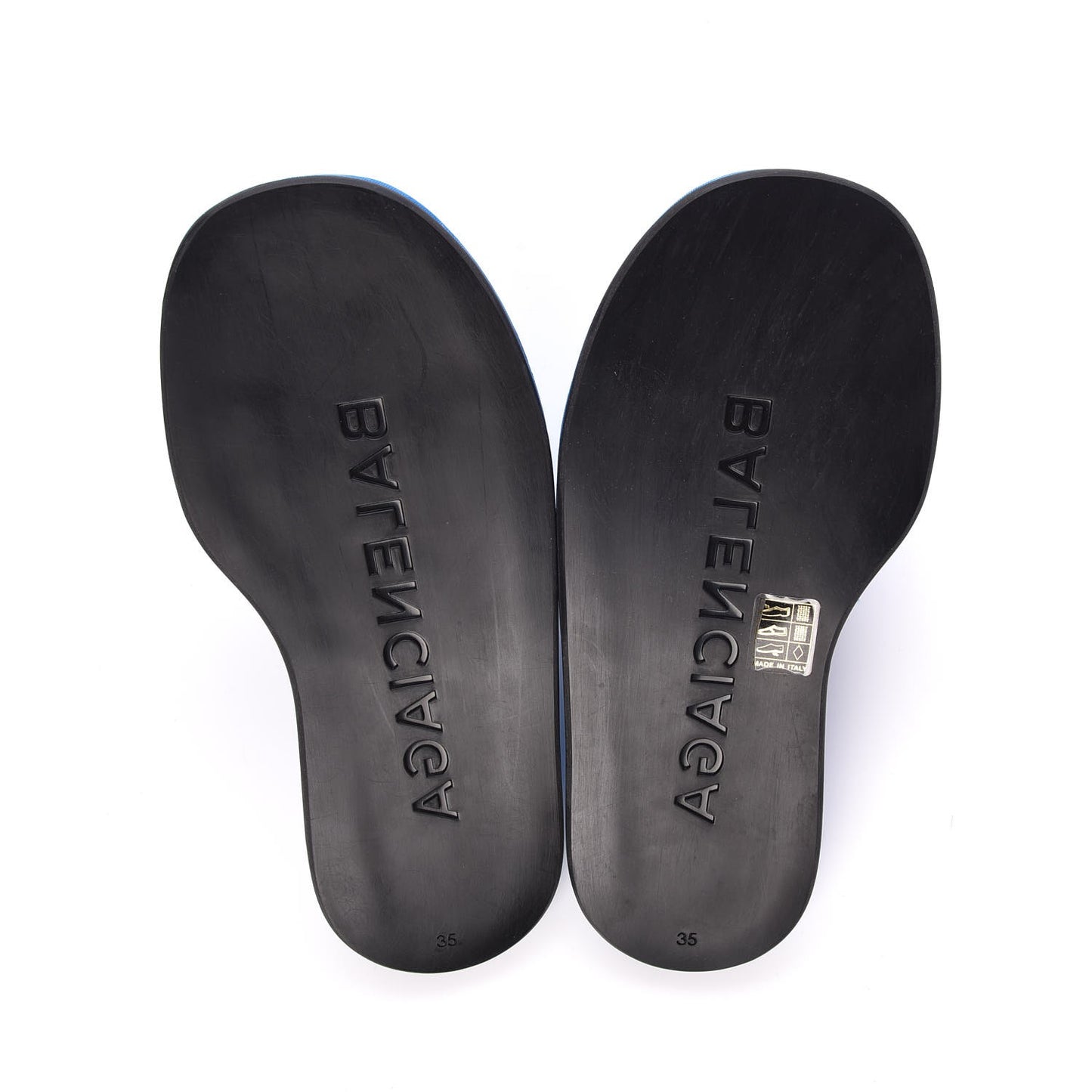 Nylon Jacquard Diagonal Logo Hotel Slide Sandals 35 Bleu