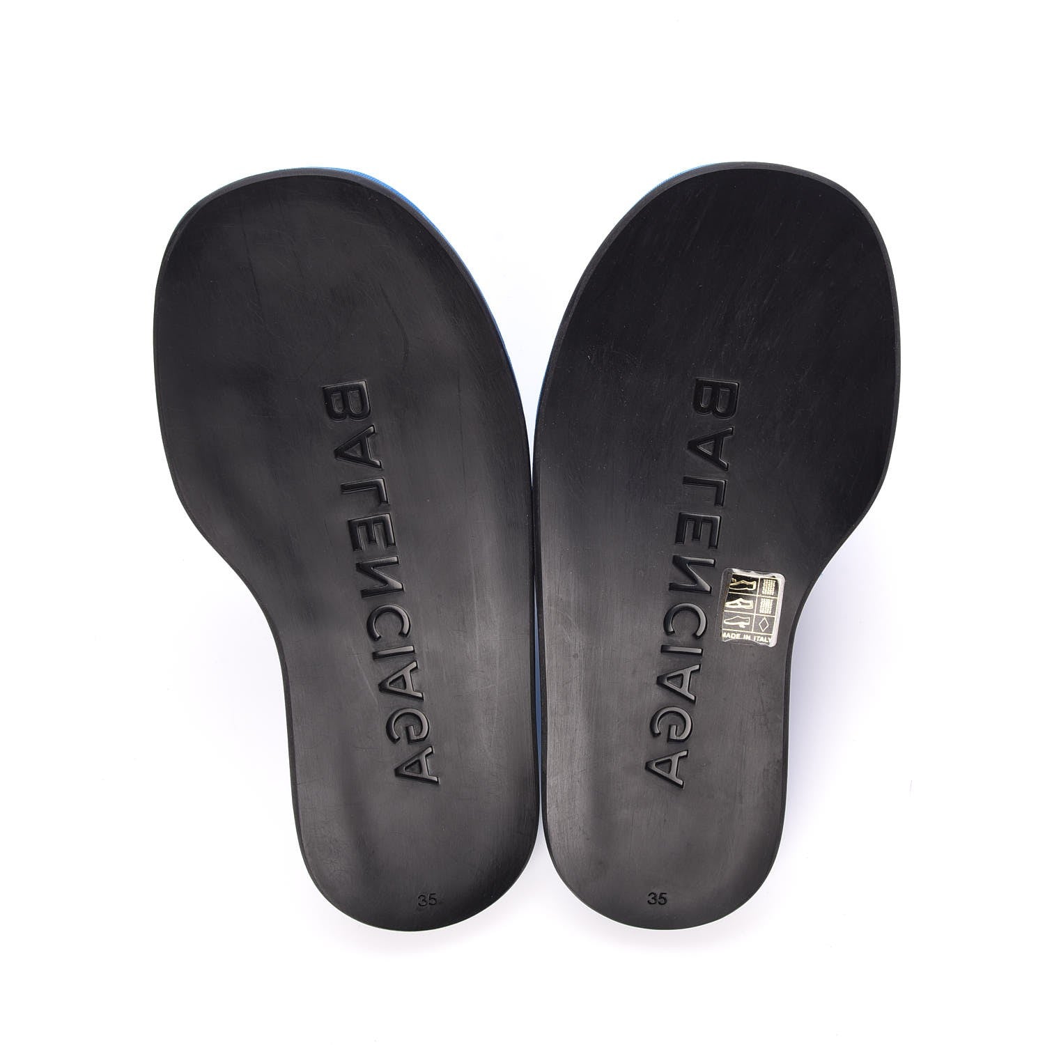 Balenciaga Nylon Jacquard Diagonal Logo Hotel Slide Sandals 35 Bleu 7 of 9
