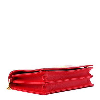 Prada Saffiano Lux Chain Wallet Fuoco 5 of 11