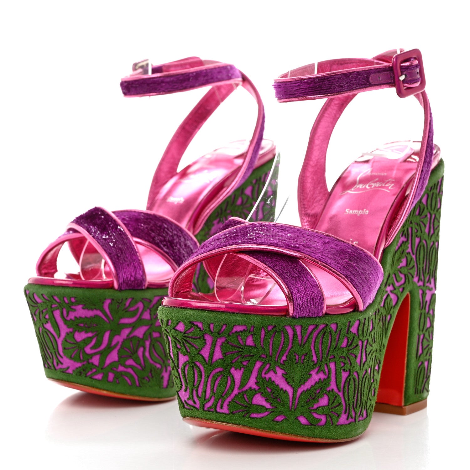 Christian Louboutin Suede Loubi Mystery Superyaz 160 Platform Sandals 38 Purple 3 of 10