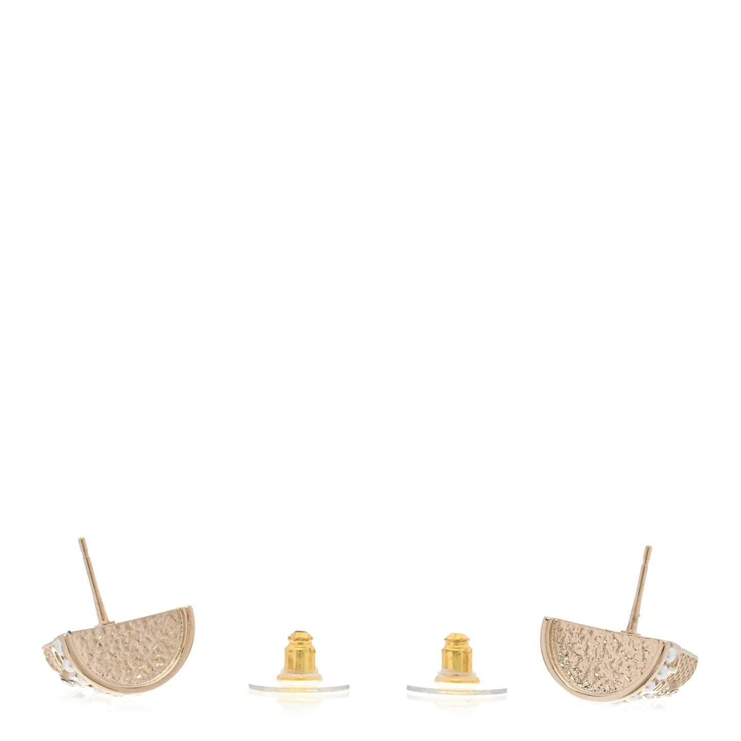 Pearl Crystal CC Ice Cream Cone Earrings Gold