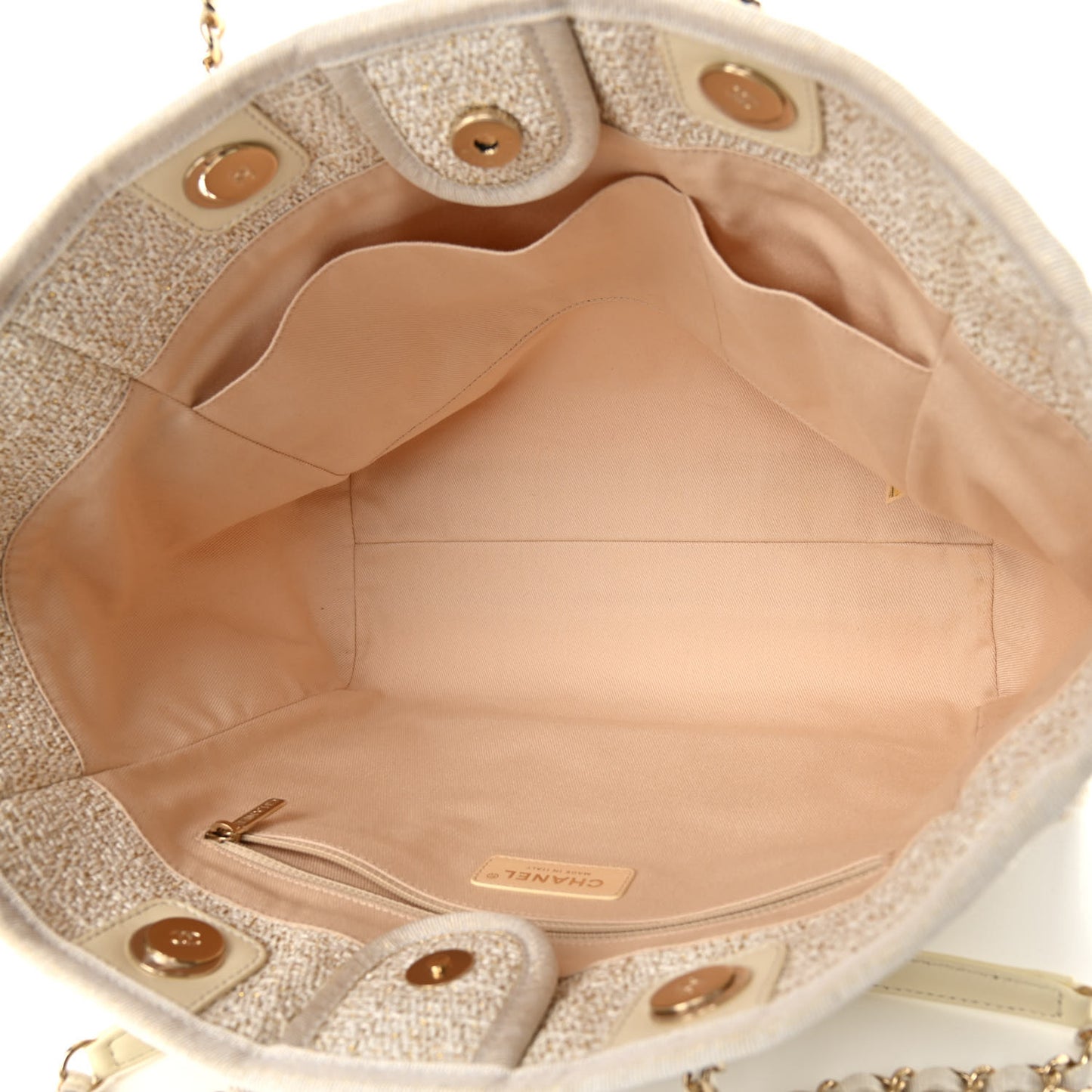 Lurex Boucle Small Deauville Tote Ivory