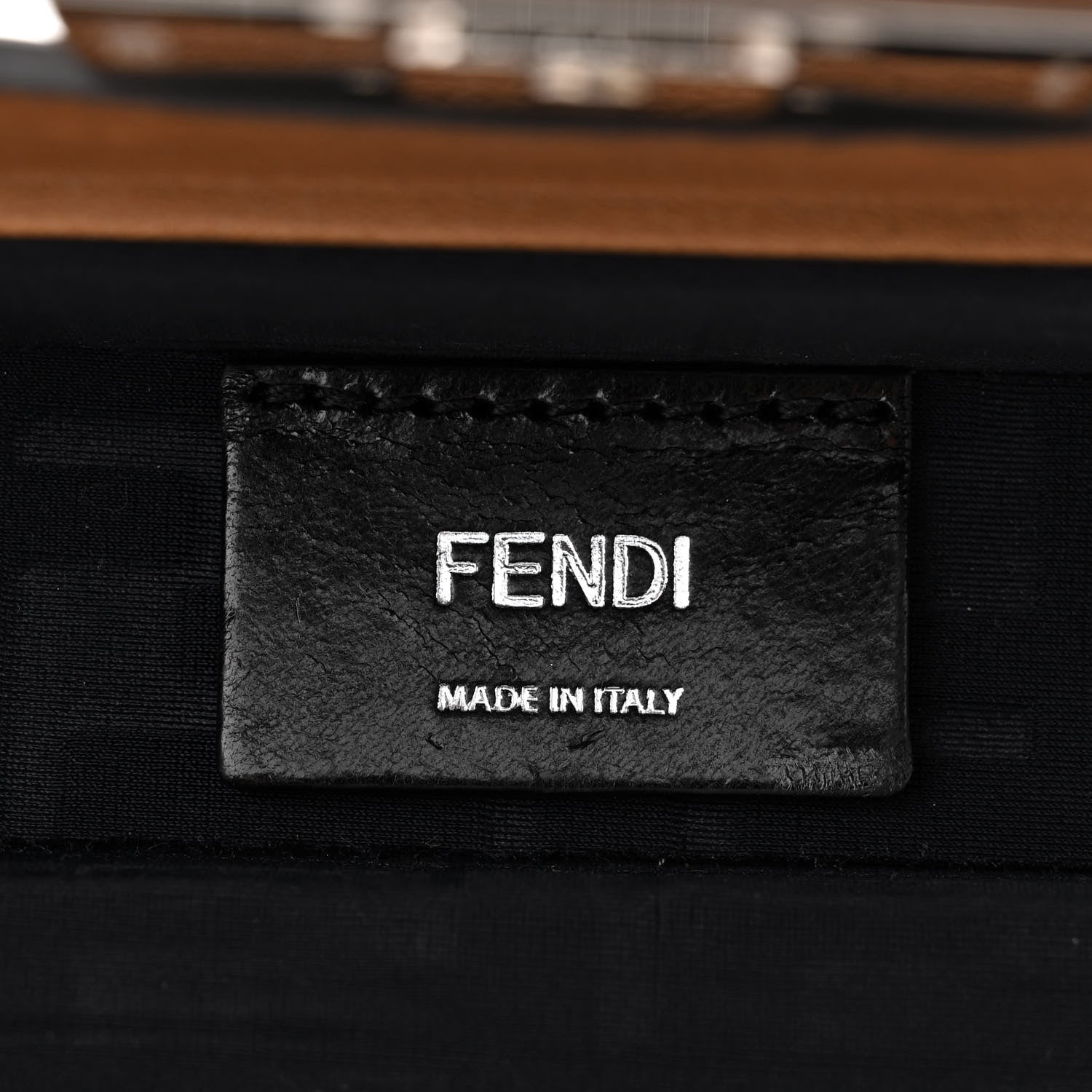 Fendi Shiny Glazed Fabric Vachetta FF 1974 Mini Baguette Trunk Mogano Panna Cuoio 6 of 12