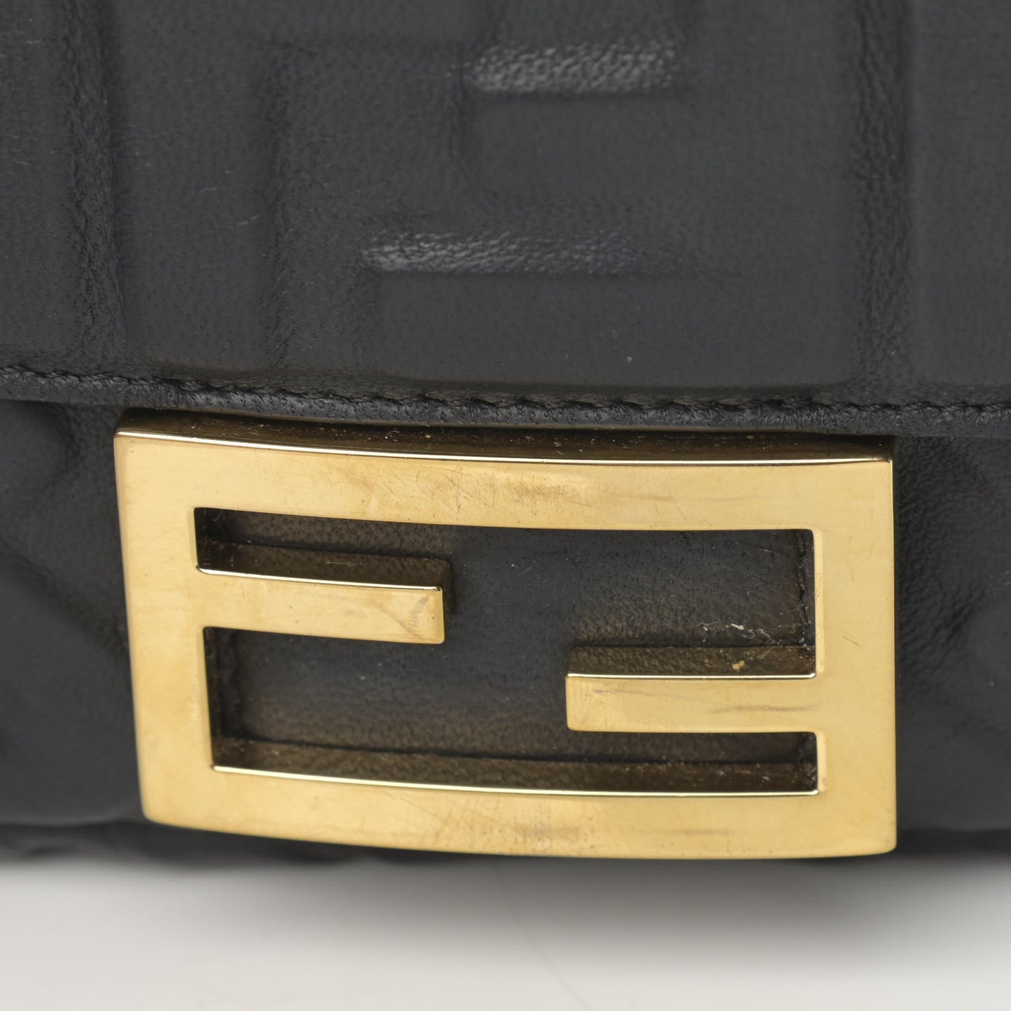 Nappa FF 1974 Embossed Mini Baguette Black