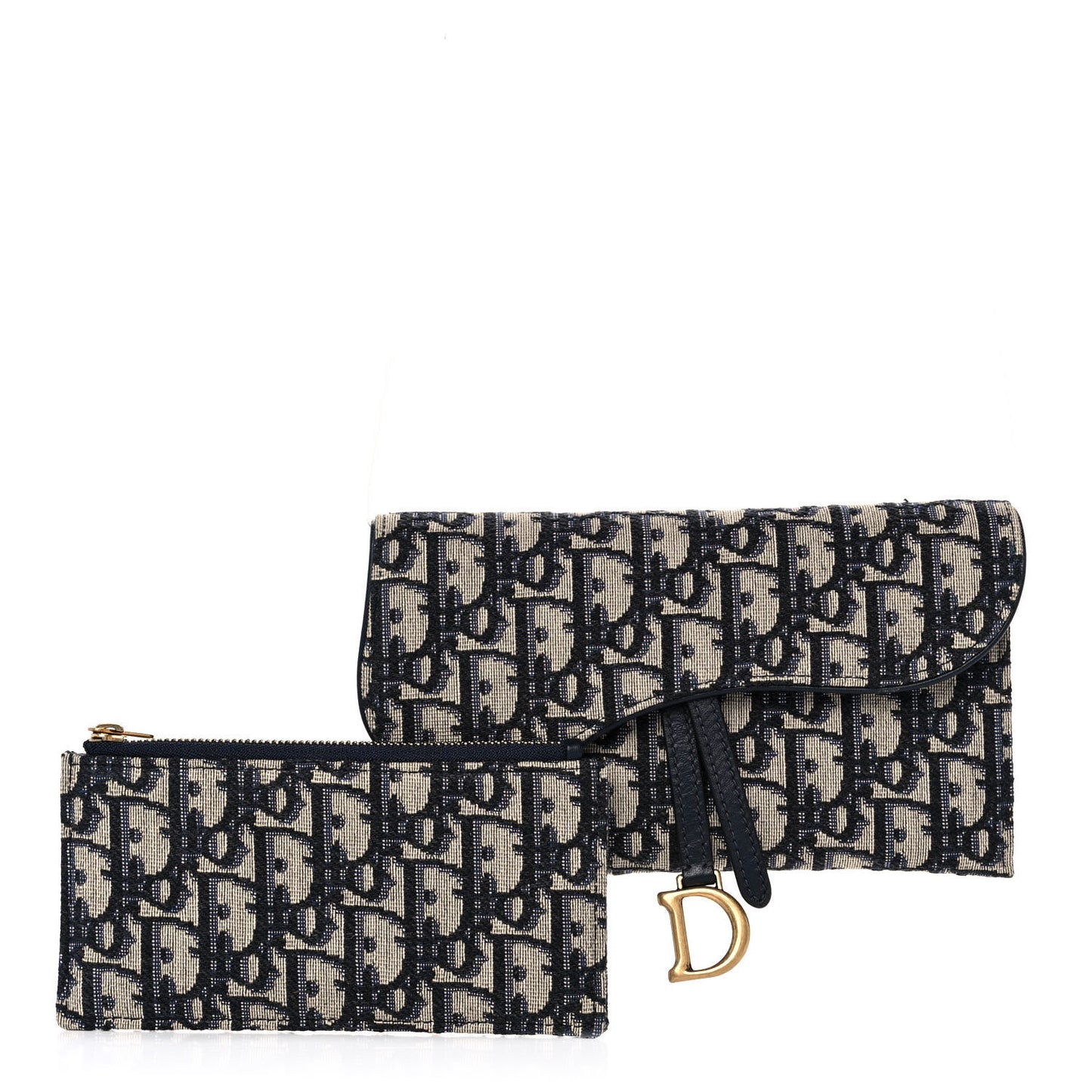 Oblique Saddle Chain Long Wallet Blue