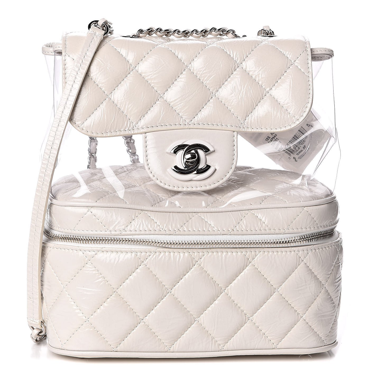 Crumpled Calfskin PVC Quilted Backpack White