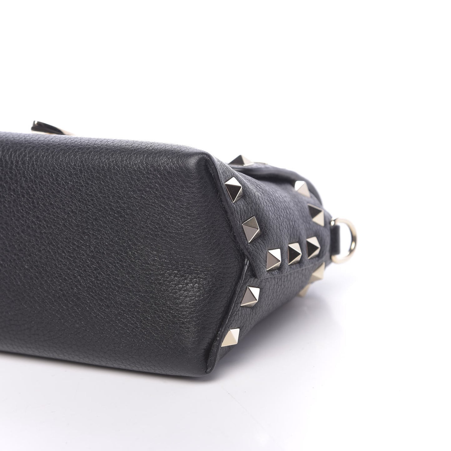 Pebbled Calfskin Mini Rockstud Crossbody Bag Black