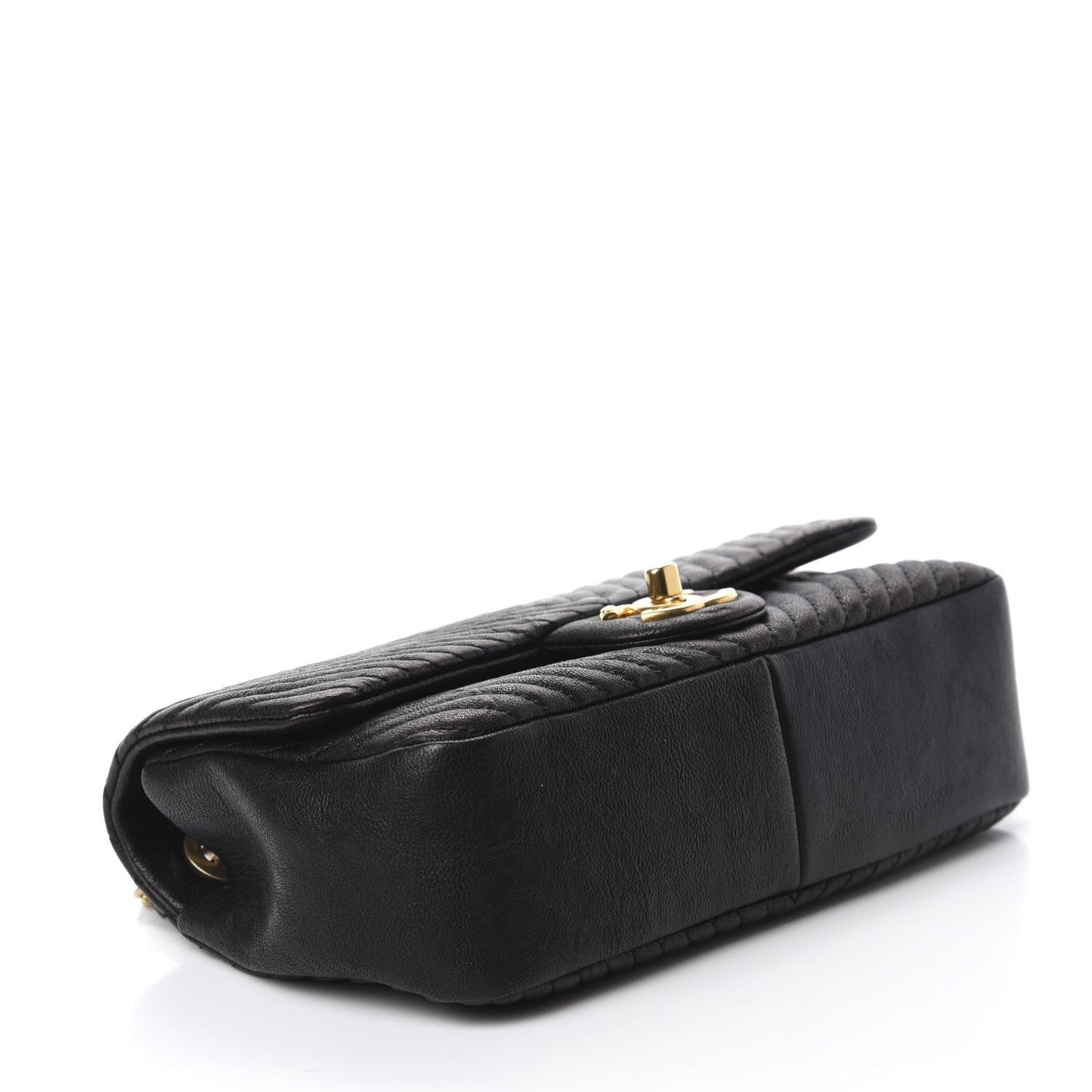 Calfskin Surpique Chevron Small Flap Black