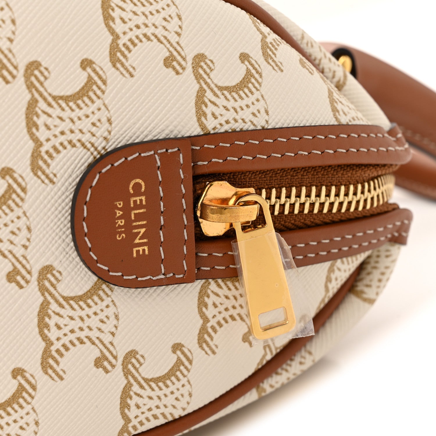 Celine Triomphe Canvas Calfskin Small Boston Bag White 13 of 13