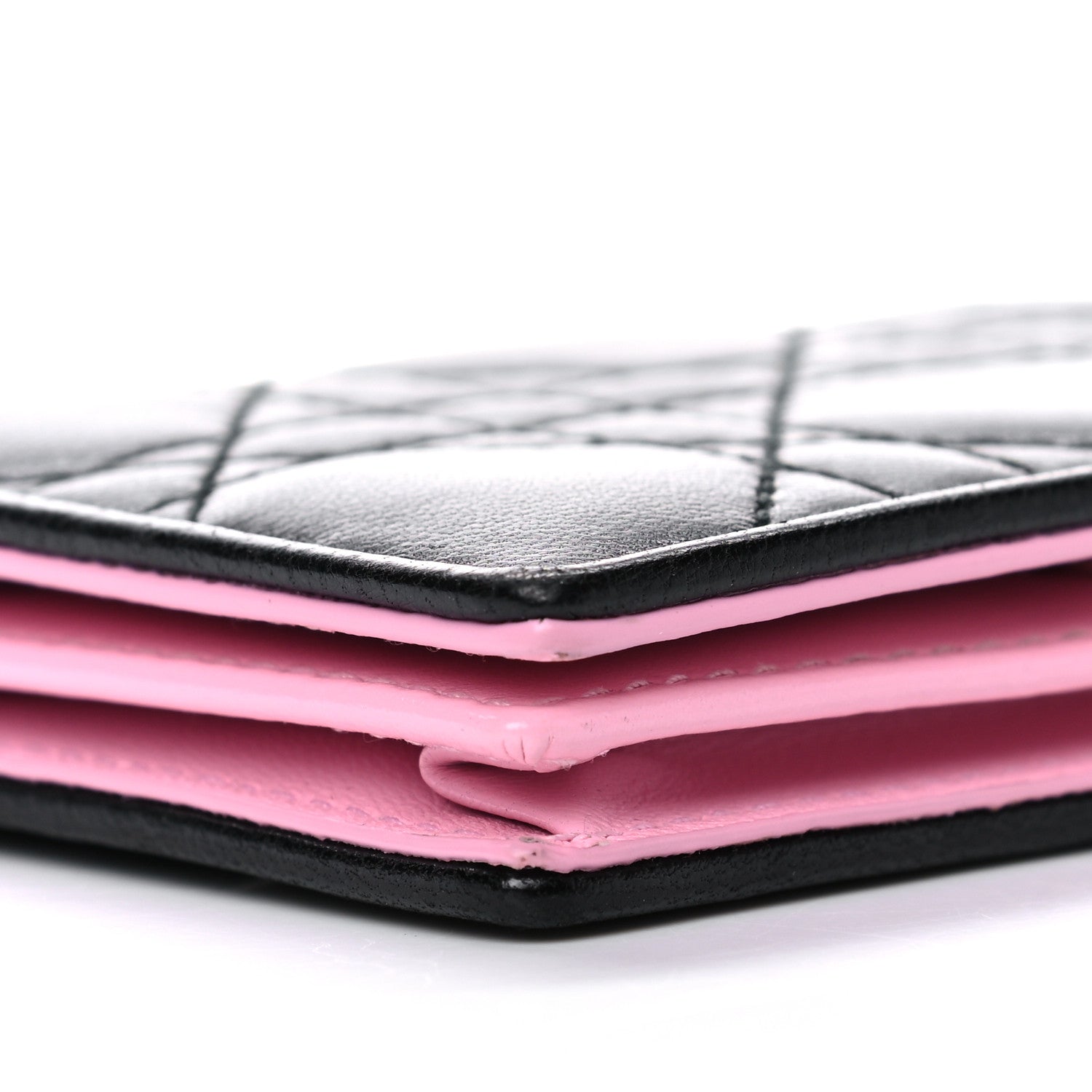 Christian Dior Lambskin Cannage Bi-Color Small Lady Dior Flap Card Holder Black Pink 8 of 11