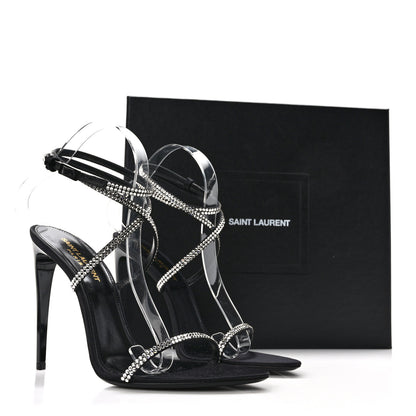 Saint Laurent Satin Crystal Ava 105 Sandals 38.5 Black 8 of 8