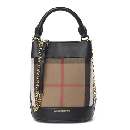 Burberry Canvas House Check Mini Bucket Bag Black 1 of 9