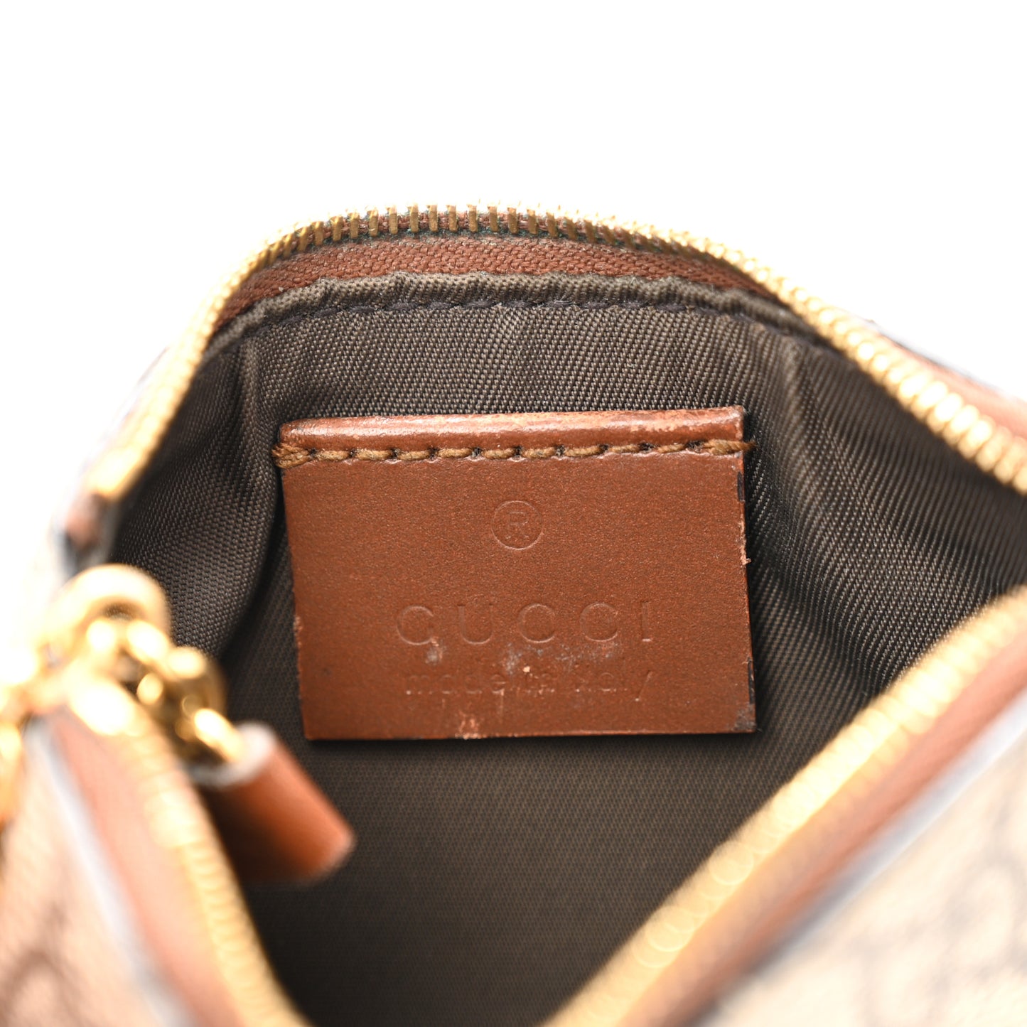 GG Supreme Monogram Key Case Beige Ebony Cuir