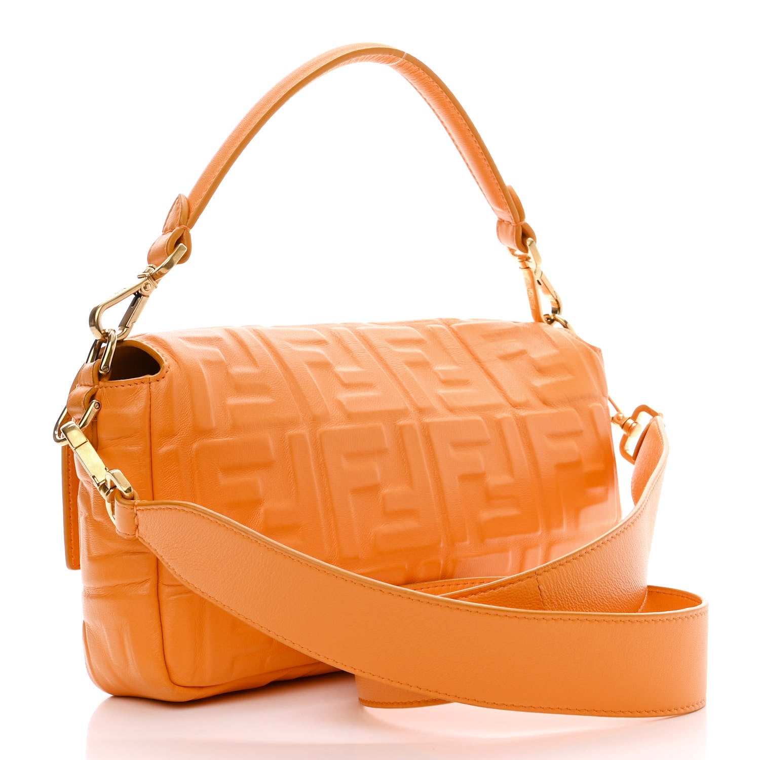 Fendi Nappa FF 1974 Embossed Baguette Clementine 3 of 13