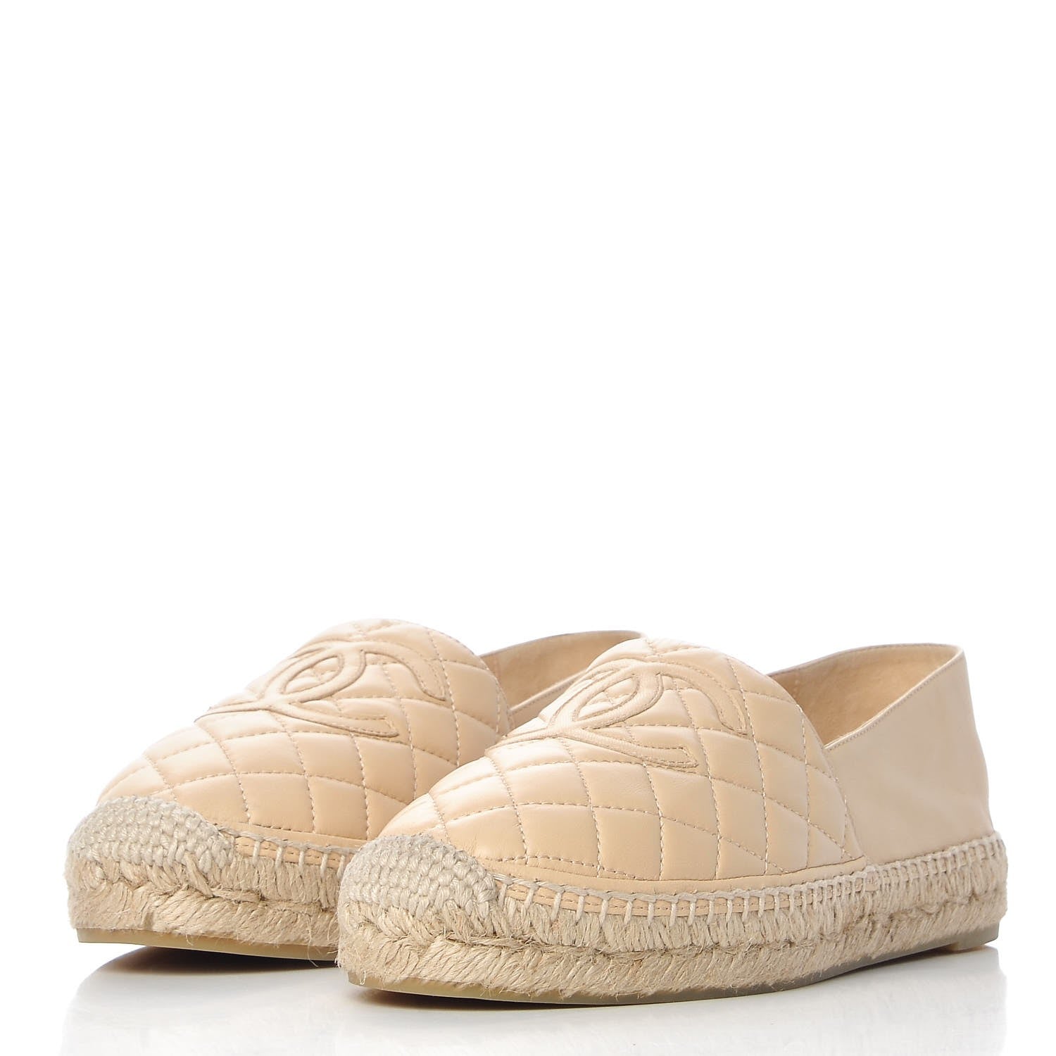 Chanel Lambskin Quilted CC Espadrilles 38 Beige 3 of 11