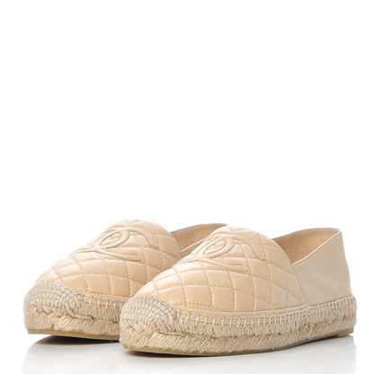Chanel Lambskin Quilted CC Espadrilles 38 Beige 3 of 11