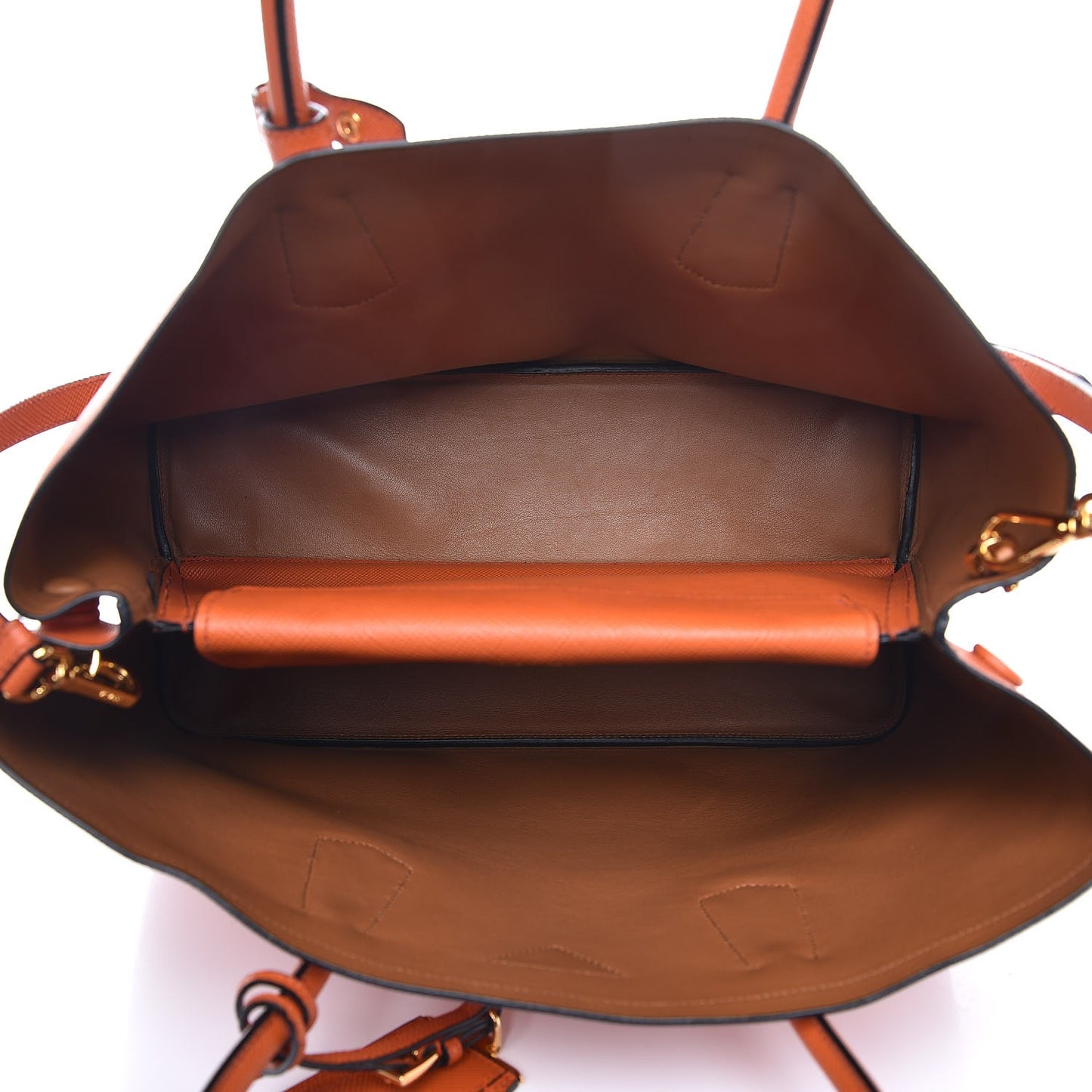 Saffiano Cuir Medium Double Bag Papaya