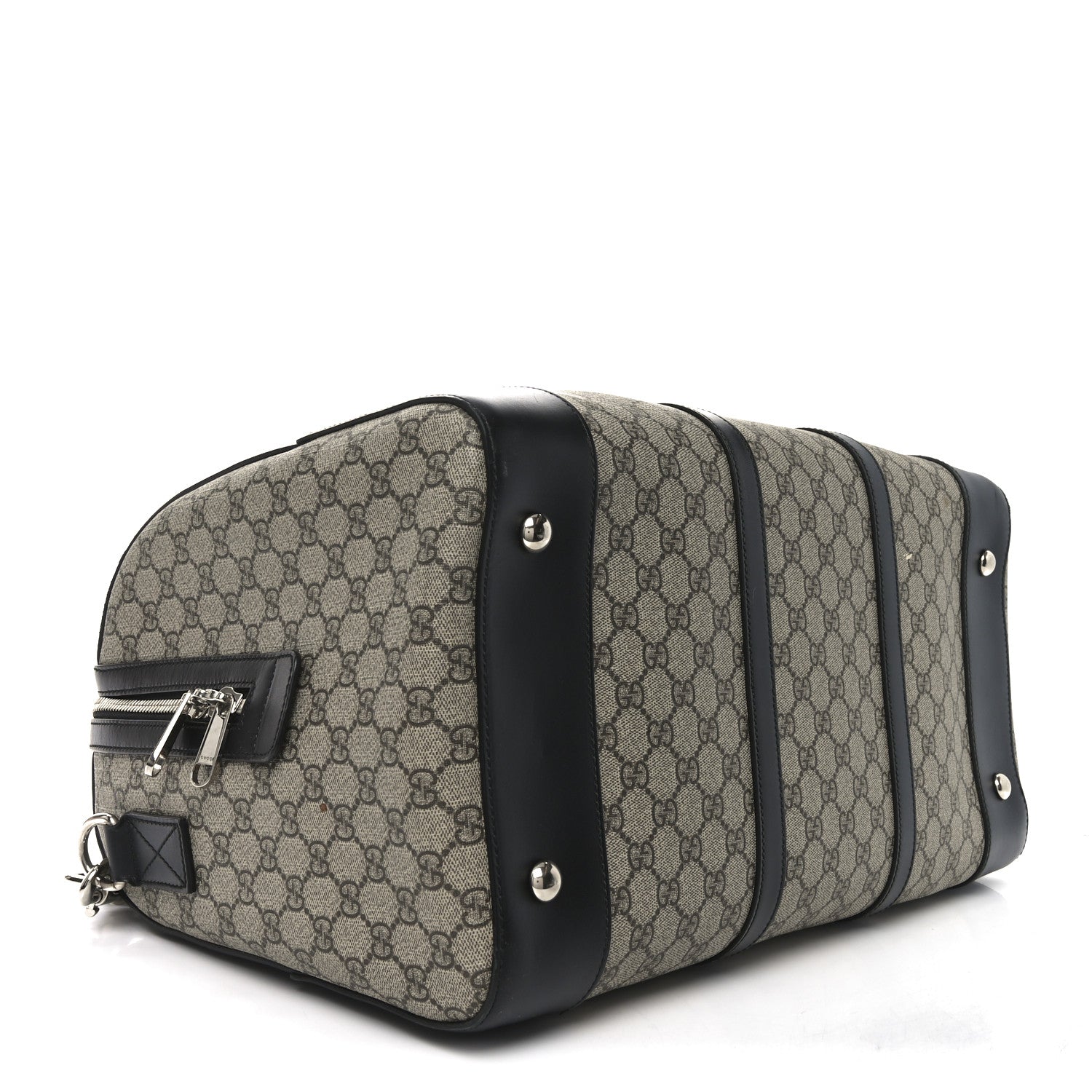 Gucci GG Supreme Monogram Selleria Calfskin Medium Duffle Beige Ebony Black 3 of 9