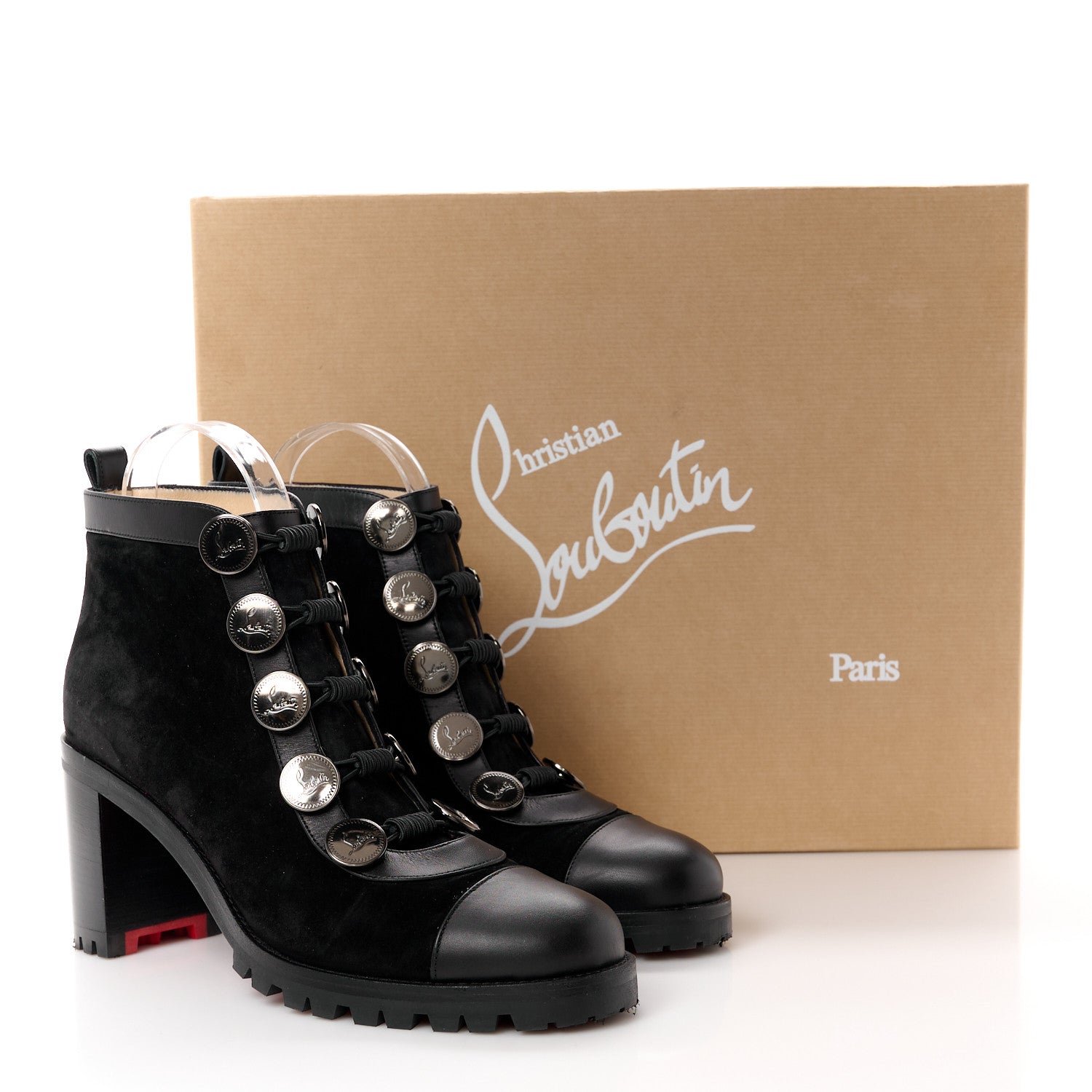 Christian Louboutin Calfskin Suede Alphabouton 70 Boots 38.5 Black 10 of 10