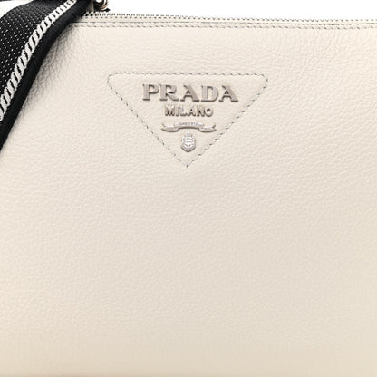 Prada Vitello Daino Soft Zippered Shoulder Bag White 8 of 11