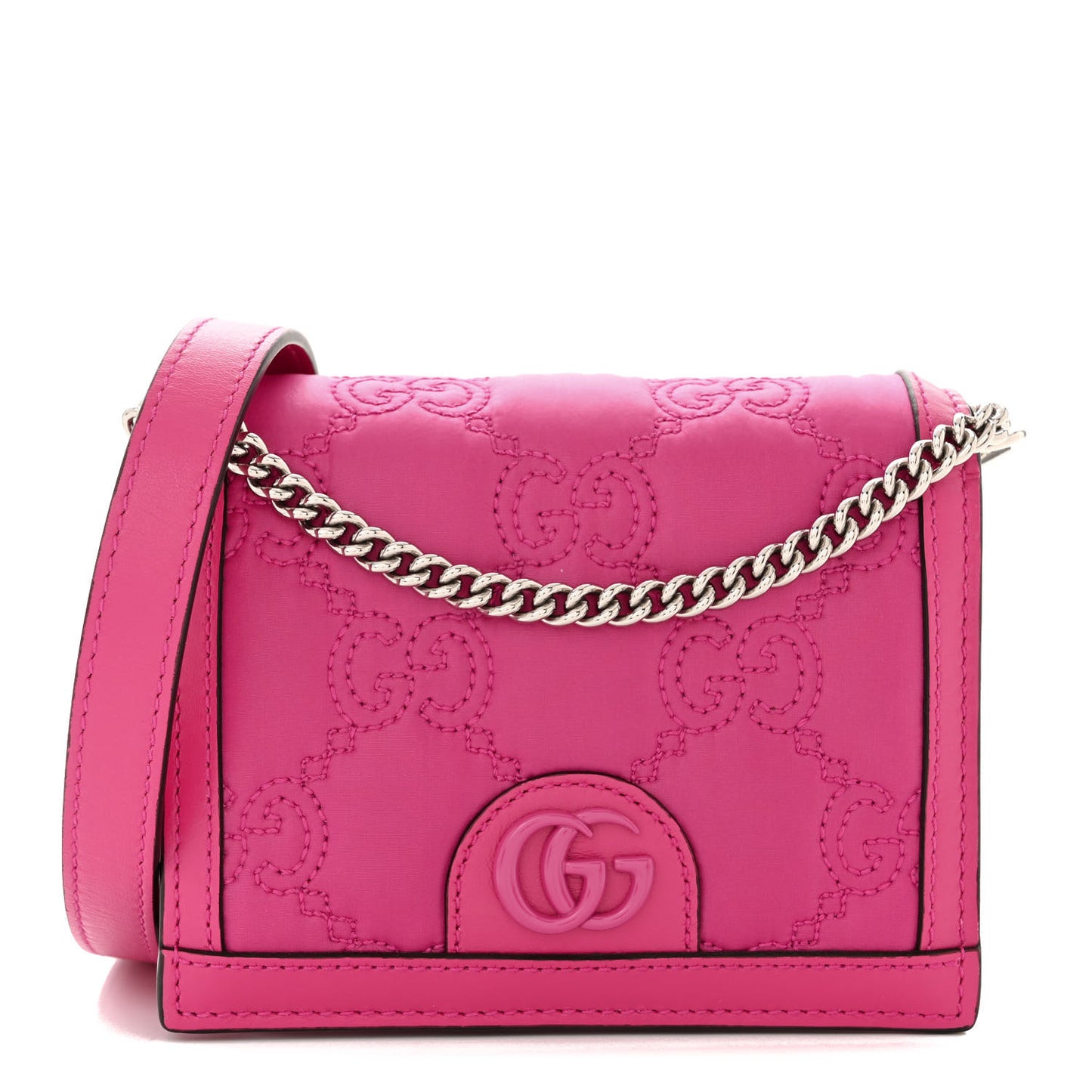 Nylon Calfskin Enamel GG Matelasse Mini Chain Bag Lovely