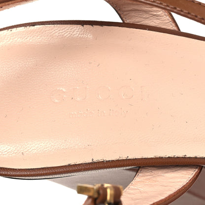 Gucci Lifford Calfskin GG Marmont Ankle Wrap 105mm Sandals 40 Cognac 7 of 7
