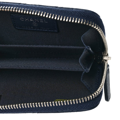 Chanel Lambskin Quilted Zip Around Coin Purse Wallet Blue 5 of 9