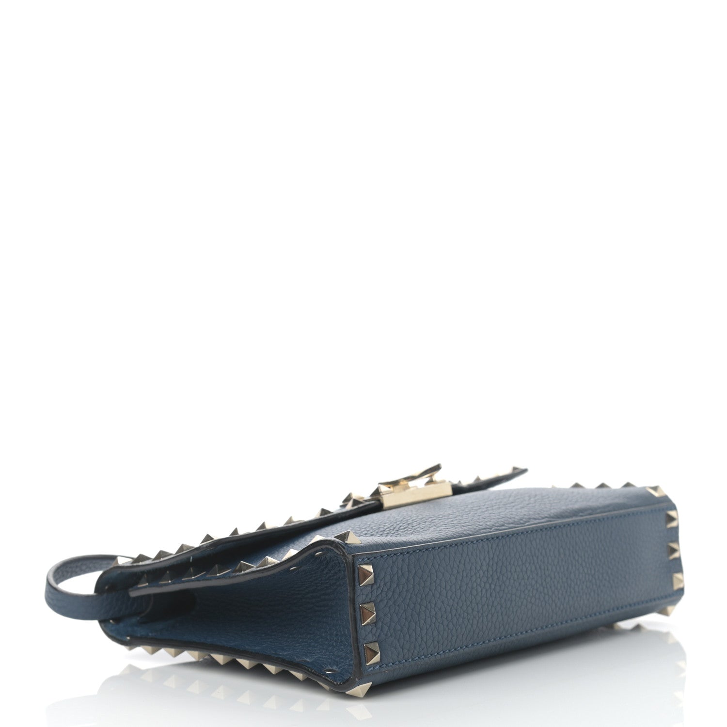 Valentino Garavani Pebbled Calfskin Medium Rockstud Flip Lock Crossbody Bag Peacock 4 of 15