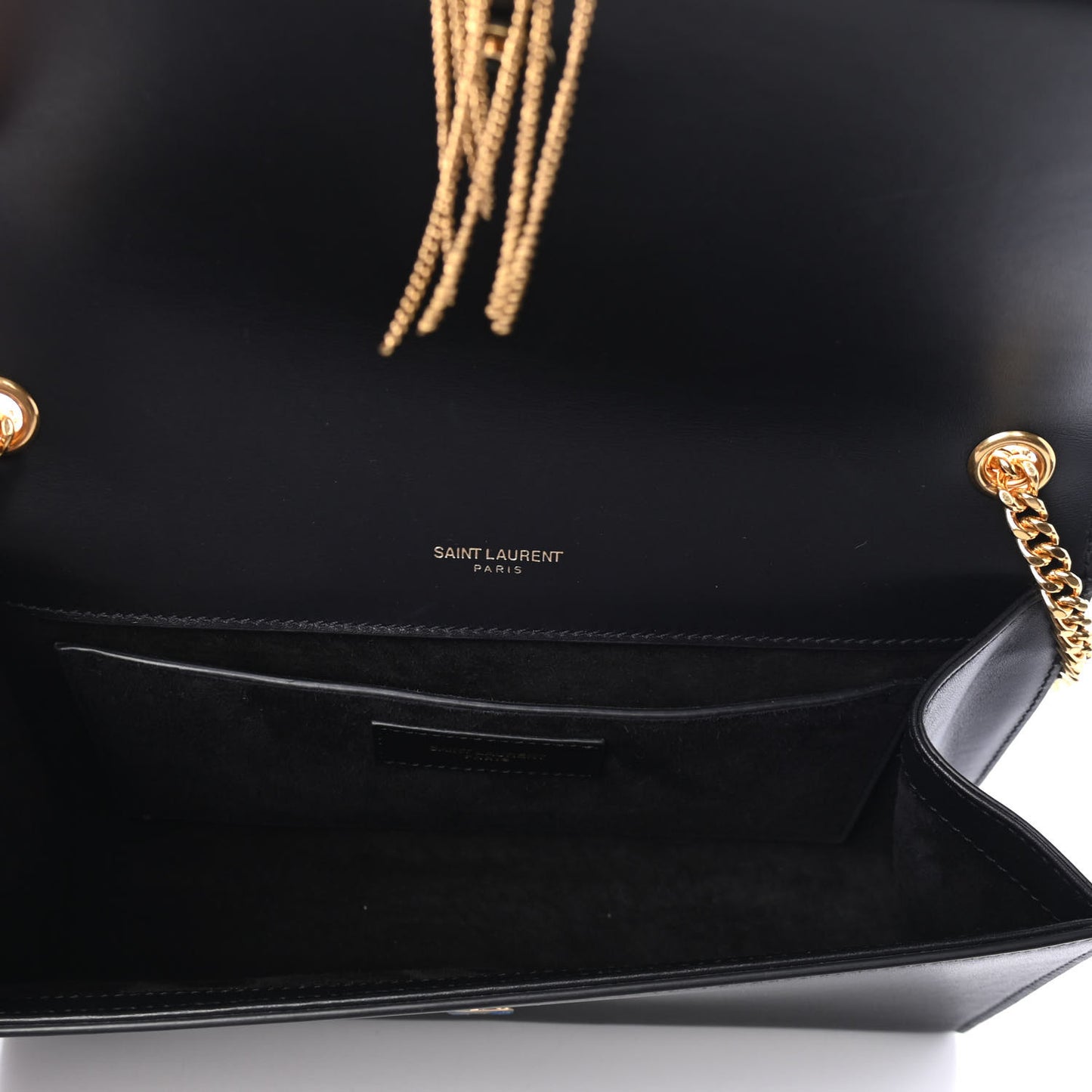 Smooth Calfskin Medium Classic Monogram Kate Tassel Satchel Black