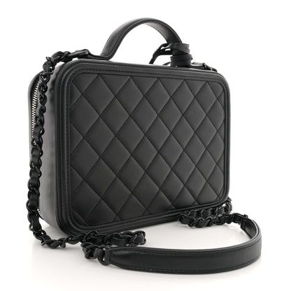 Chanel Lambskin Quilted Medium CC Filigree Vanity Case Black 3 of 11