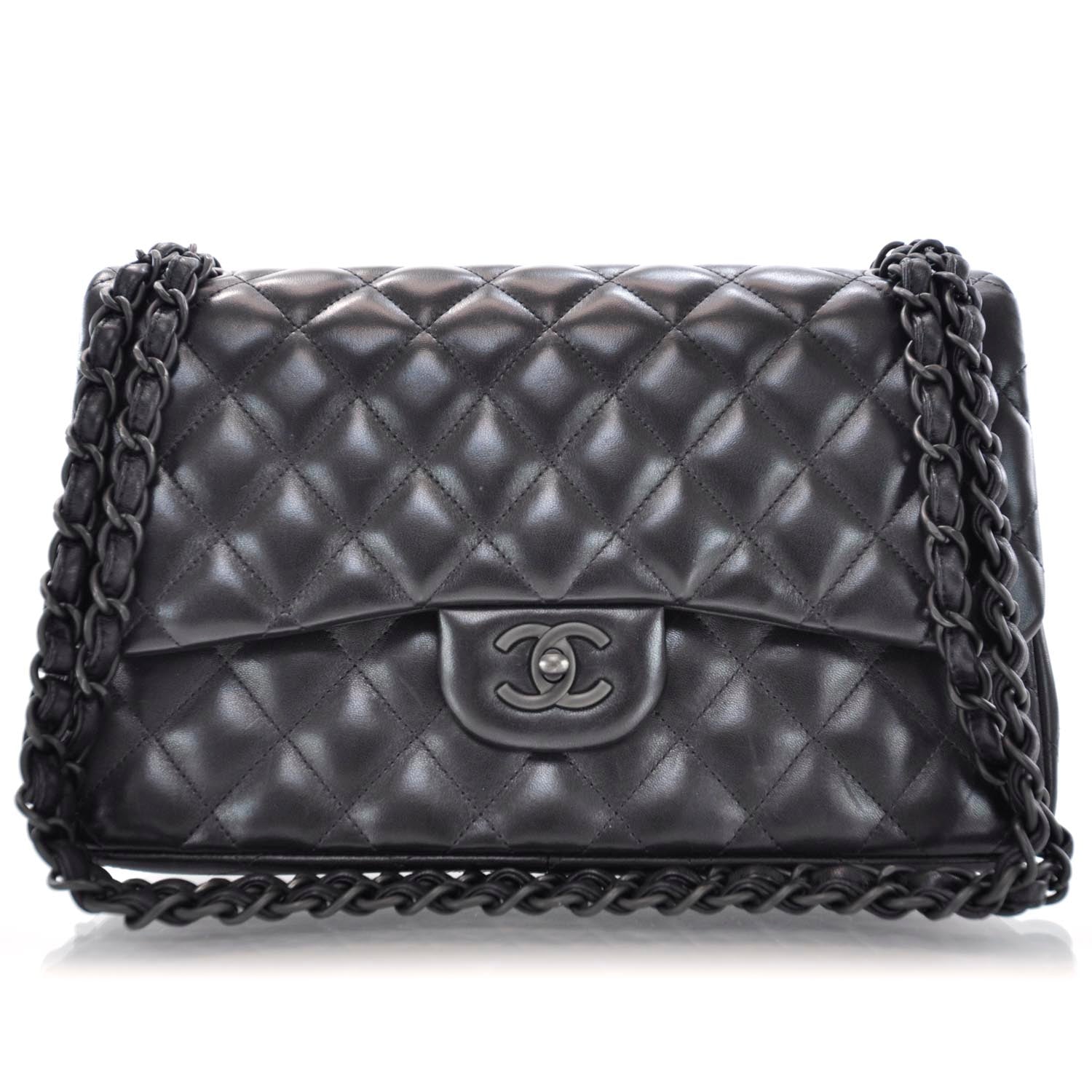 Chanel Lambskin Quilted Jumbo Flap Black BHW 11P 1 of 10