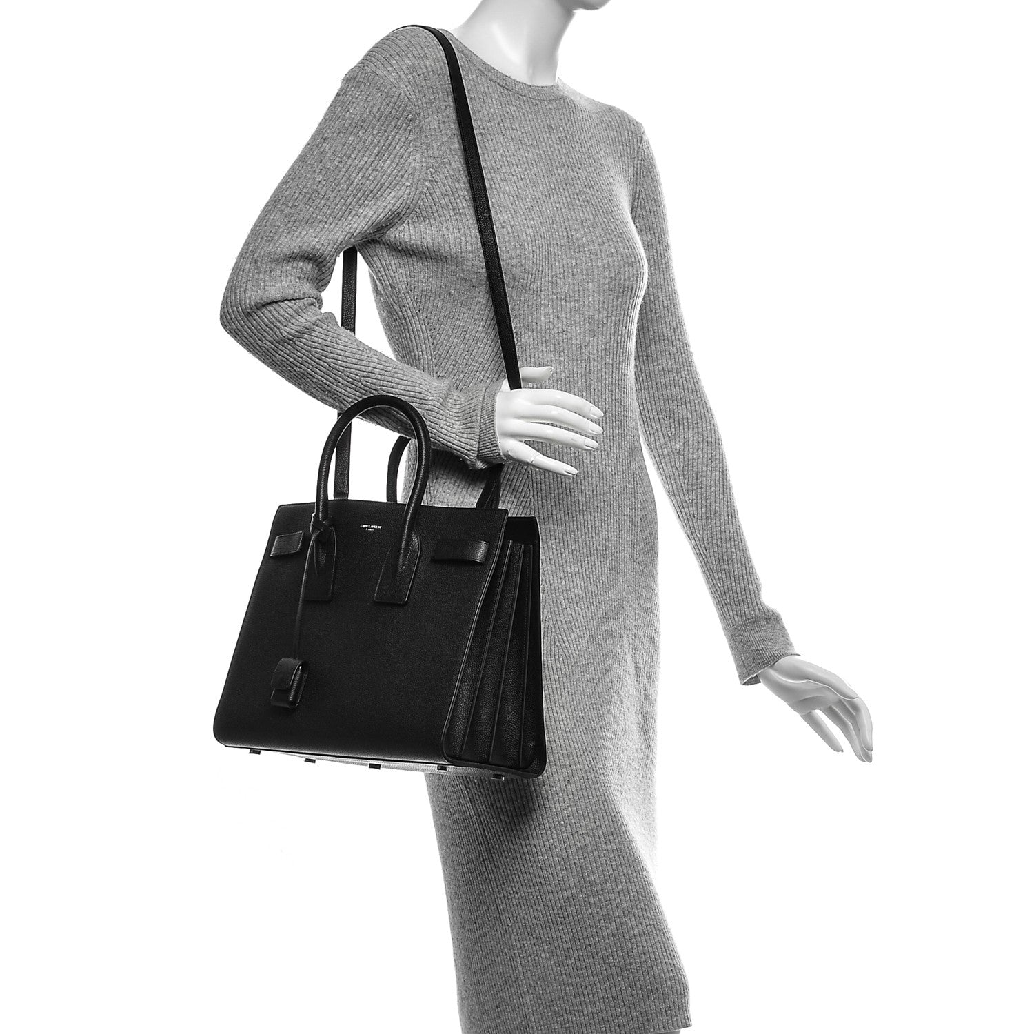 Saint Laurent Grained Calfskin Small Sac De Jour Black 2 of 7