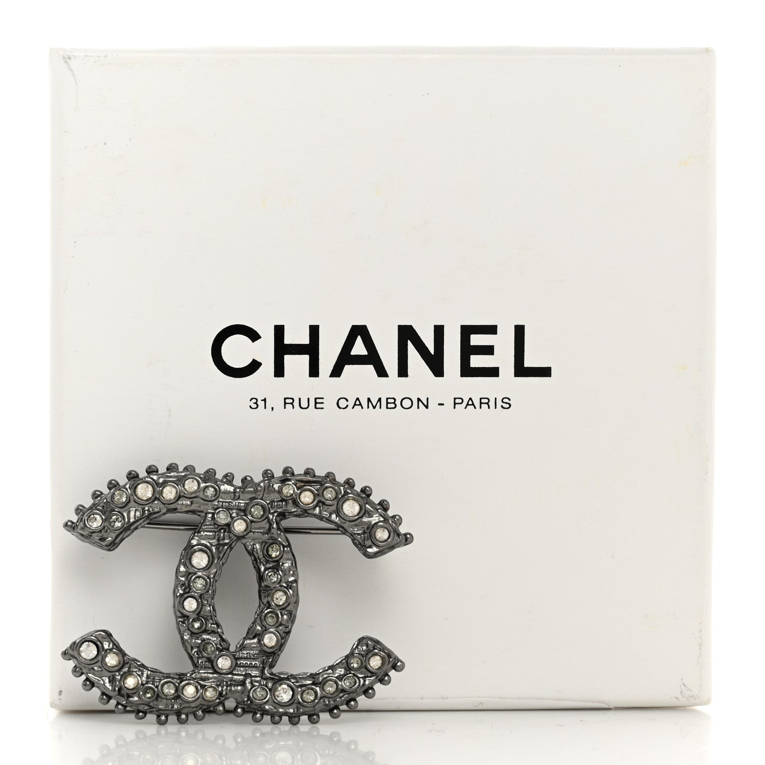 Chanel Ruthenium Crystal CC Brooch 4 of 4